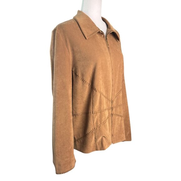 Norton McNaughton Women's Tan Zip Front Jacket Stretch Polyester Blend Size 14 - Picture 6 of 8